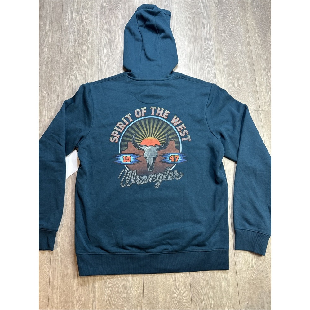 WRANGLER Men Medium Spirit Of The West Hoodie Sweatshirt Southwest Aztec New